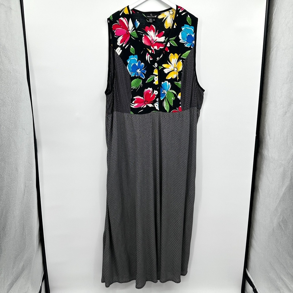 Vintage‎ Carole Little Maxi Dress Size 24W Sleeveless Artsy Boho Statement USA
